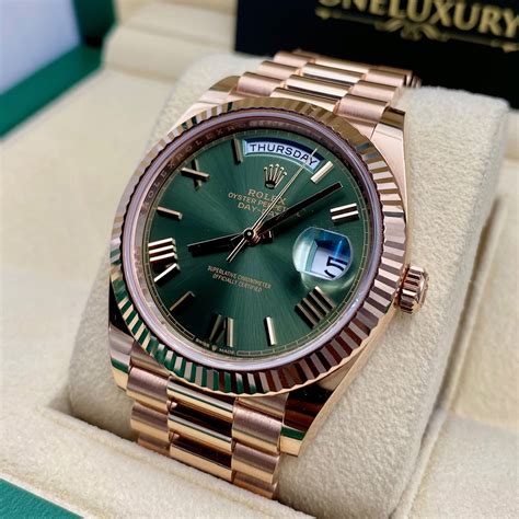 rolex rose gold olive green